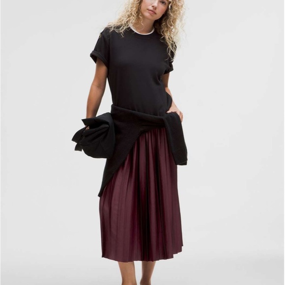 Lululemon Satin Pleated Midi Skirt in Garnet - Picture 2 of 8